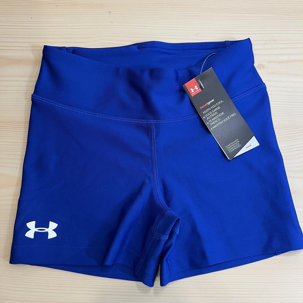 Under Armour HeatGear Shorts Womens XS Blue Compression‎ Athletic Running Gym